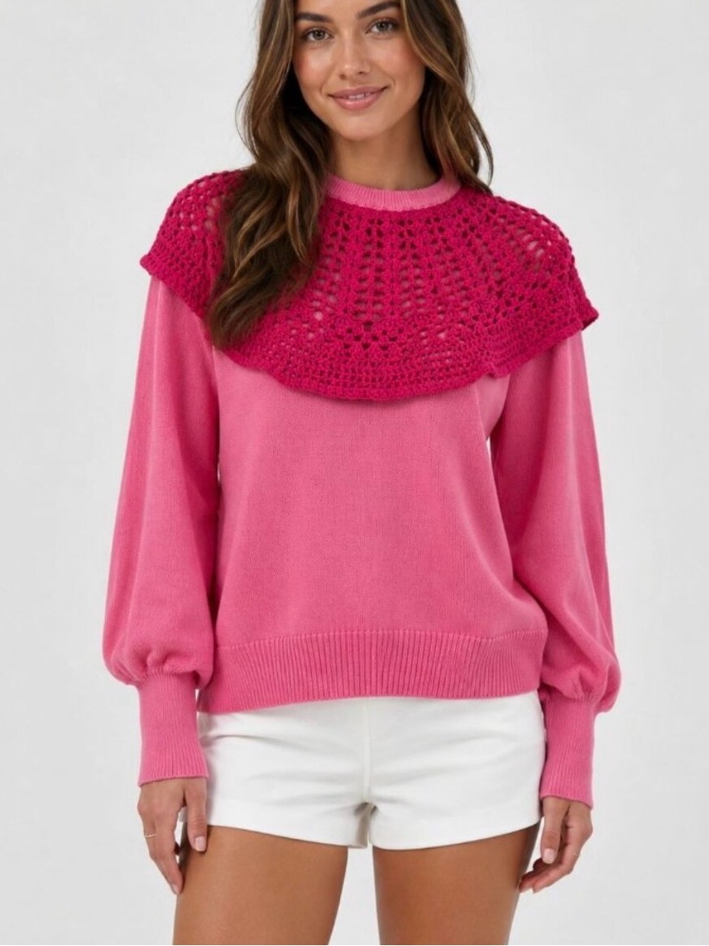 Tuckernuck NWT Crochet Bettina Long Sleeve Sweater Petunia Size XS